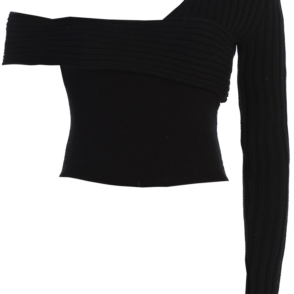 JLUXLABEL Black One-Shoulder Ribbed Top - Picture 2 of 4